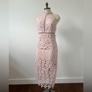 BARDOT | Gemma Halter Lace Sheath Pencil Midi Dress